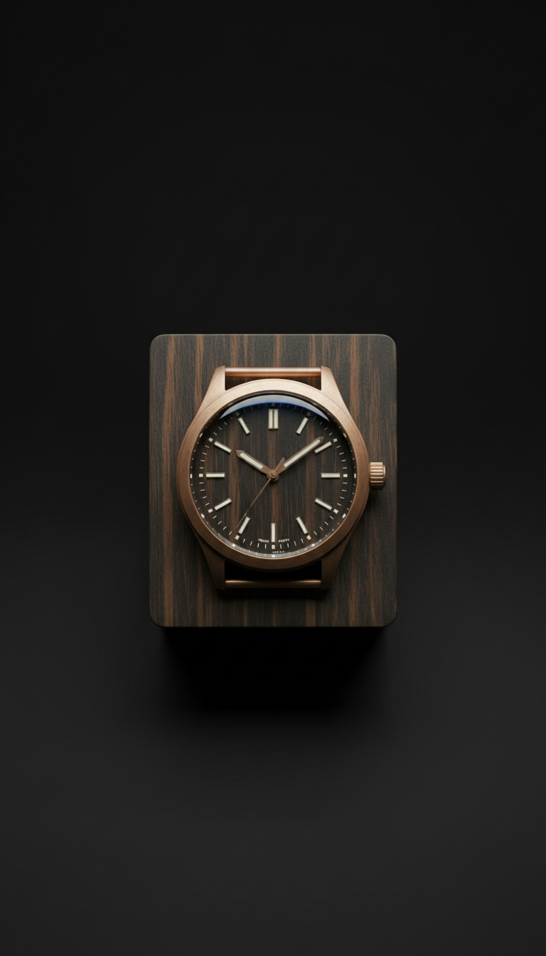 Polished bronze-accented sapphire crystal watch