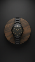 Matte black stainless steel quartz watch