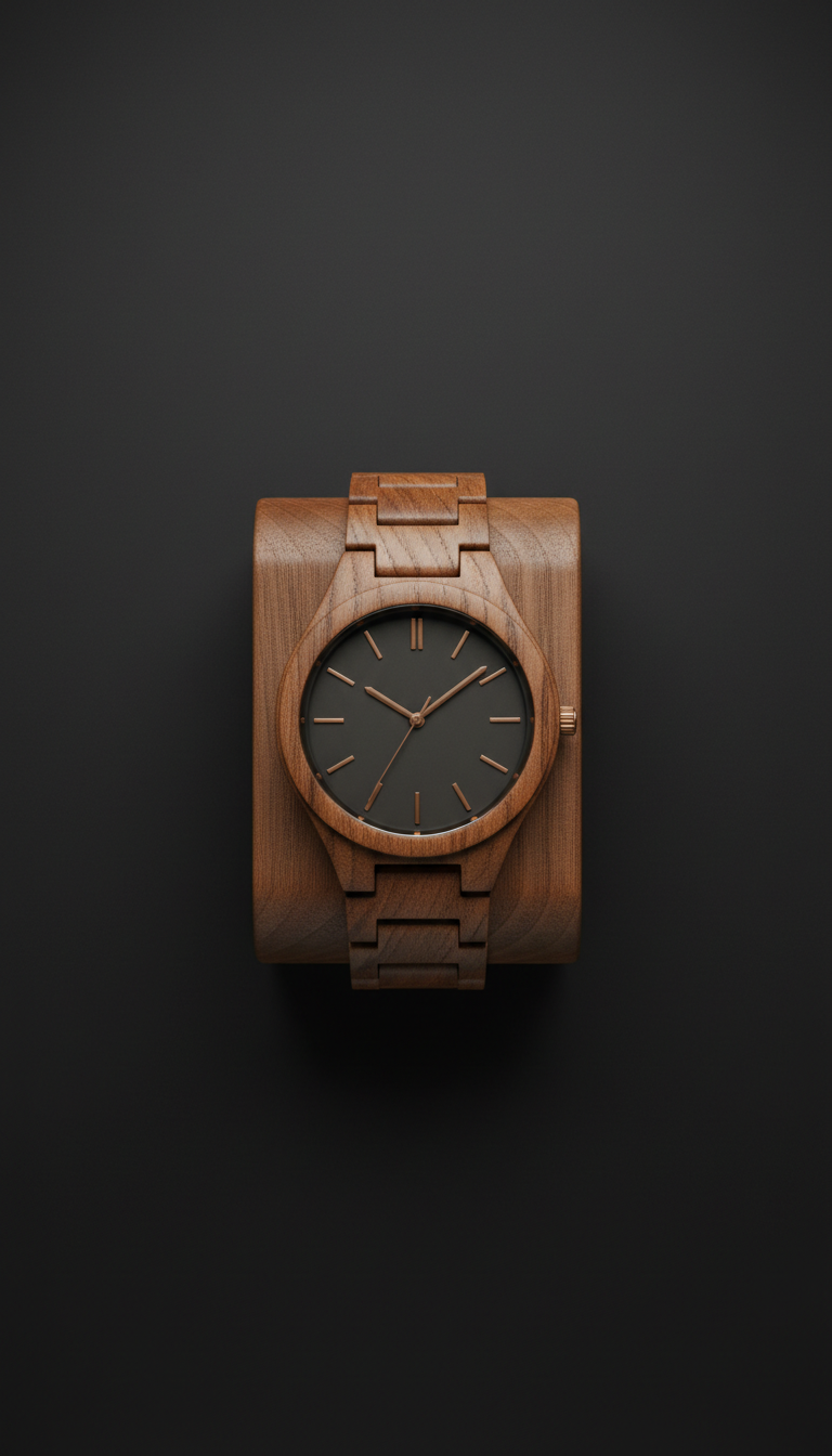 Smoked oak handcrafted wooden analog watch